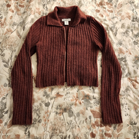 William Rast Burgundy Ribbed Sweater - Picture 1 of 5